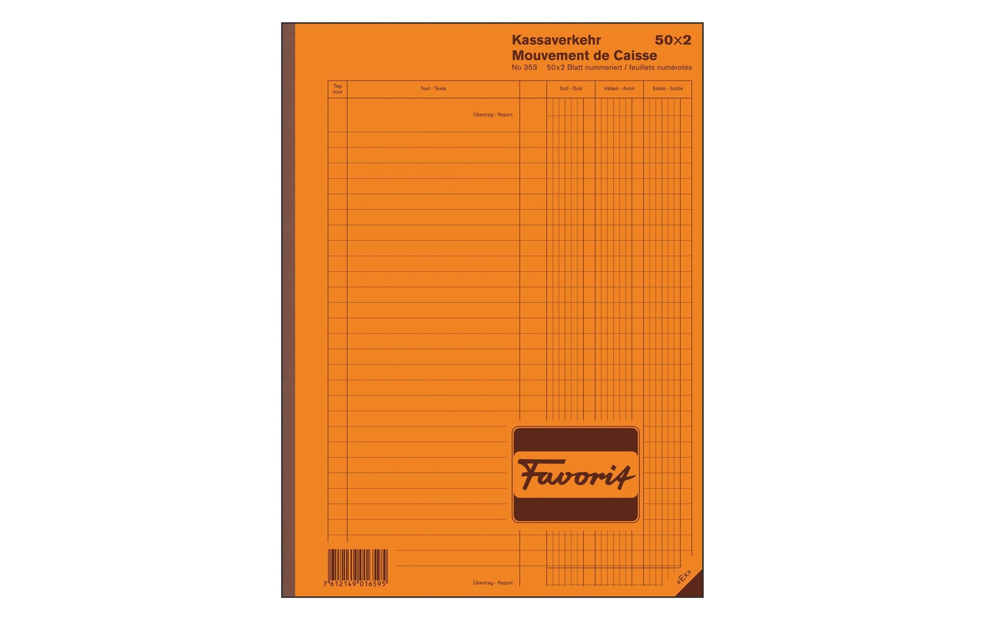 Favorit Formularblock – Kassaverkehr, Deutsch, Französisch, 50 Blatt, A4