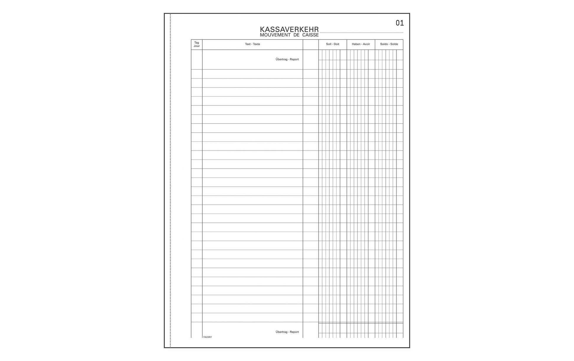 Favorit Formularblock – Kassaverkehr, Deutsch, Französisch, 50 Blatt, A4