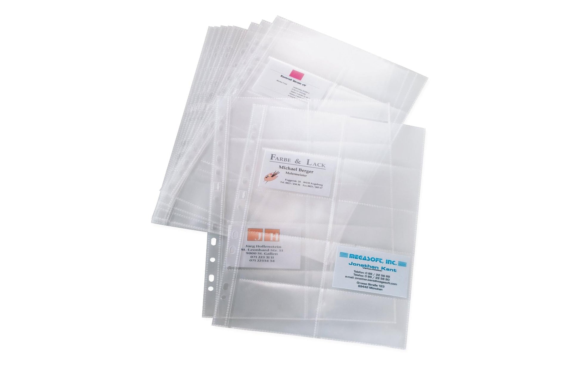 Sigel Visitenkarten-Zeigetaschen – 200 Karten, für 90 × 58 mm, transparent, Kunststoff, 10 Stück