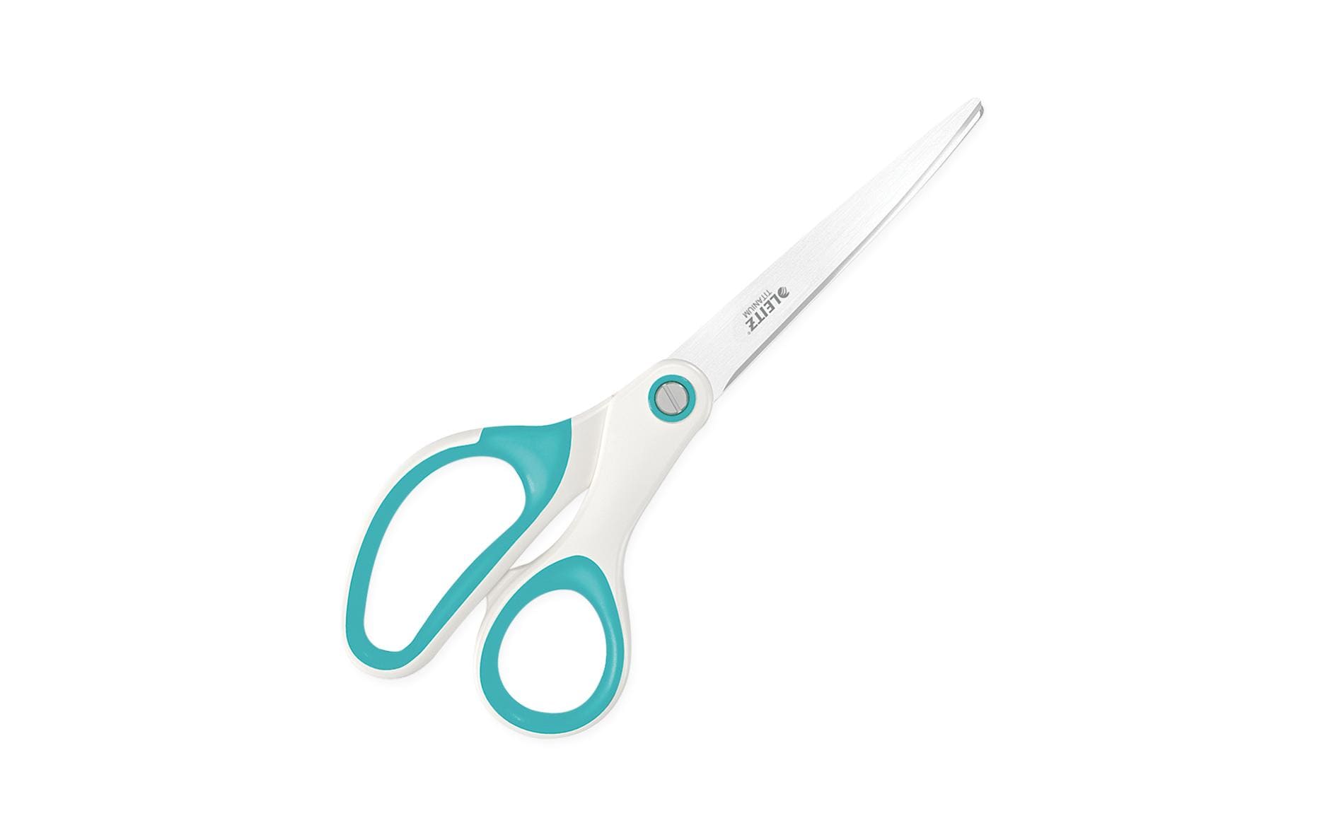 Leitz Schere 20,5 cm, für Rechts- und Linkshänder – Edelstahl, titanbeschichtet, Eisblau/Weiss