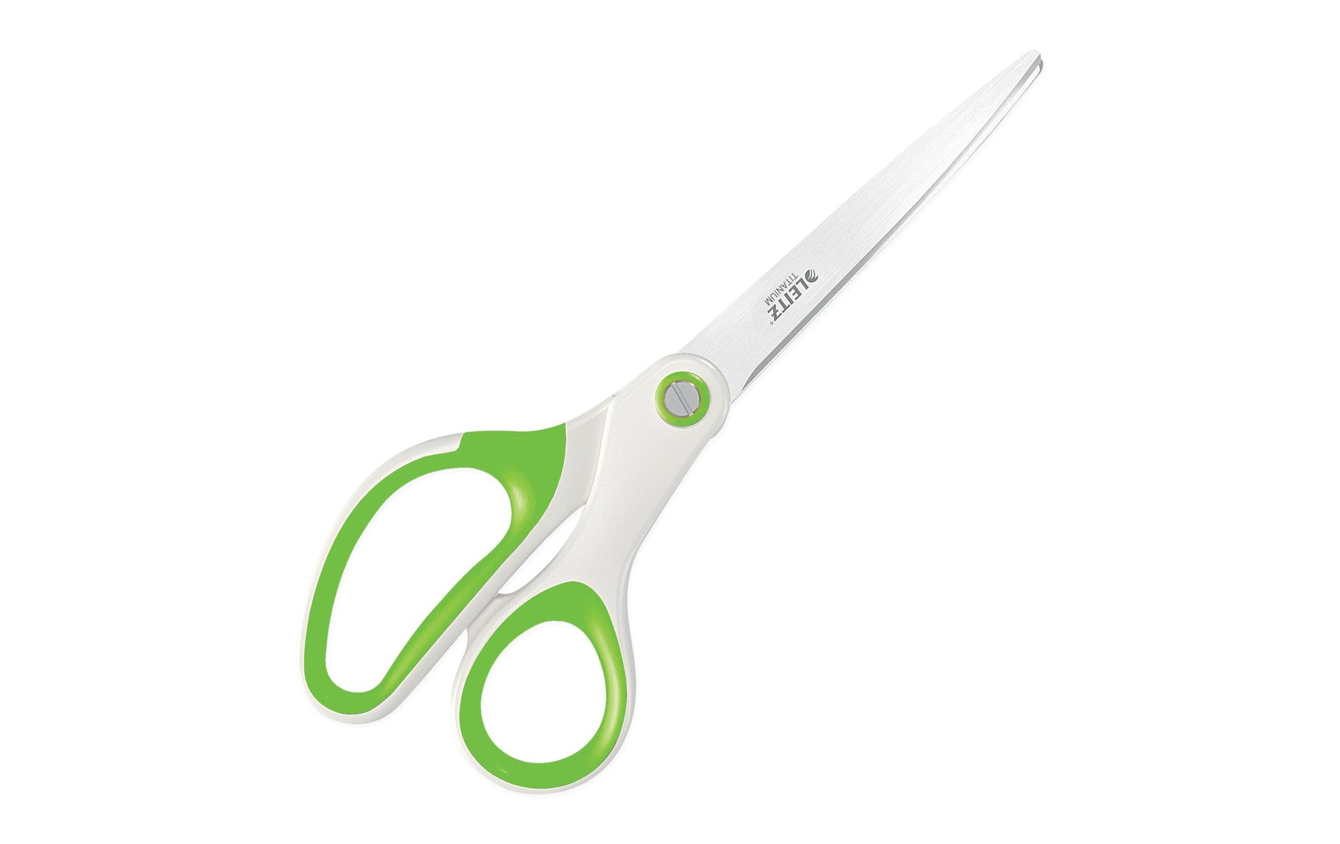 Leitz WOW Schere 20,5 cm, spitz, für Rechtshänder – Edelstahl, titanbeschichtet, Softgrip, Grün/Weiss
