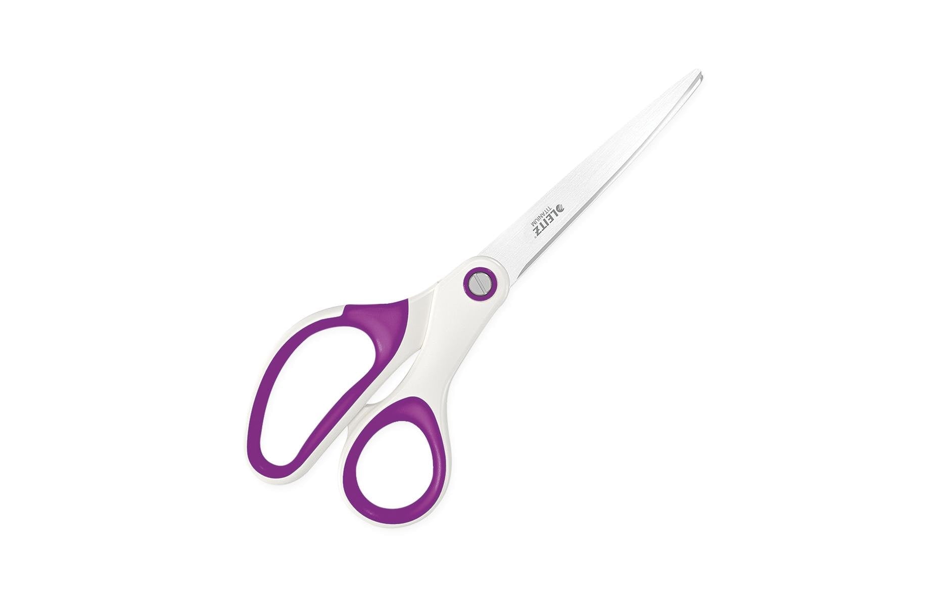 Leitz WOW Schere – Edelstahl, titanbeschichtet, ergonomischer Griff, Violett/Weiss