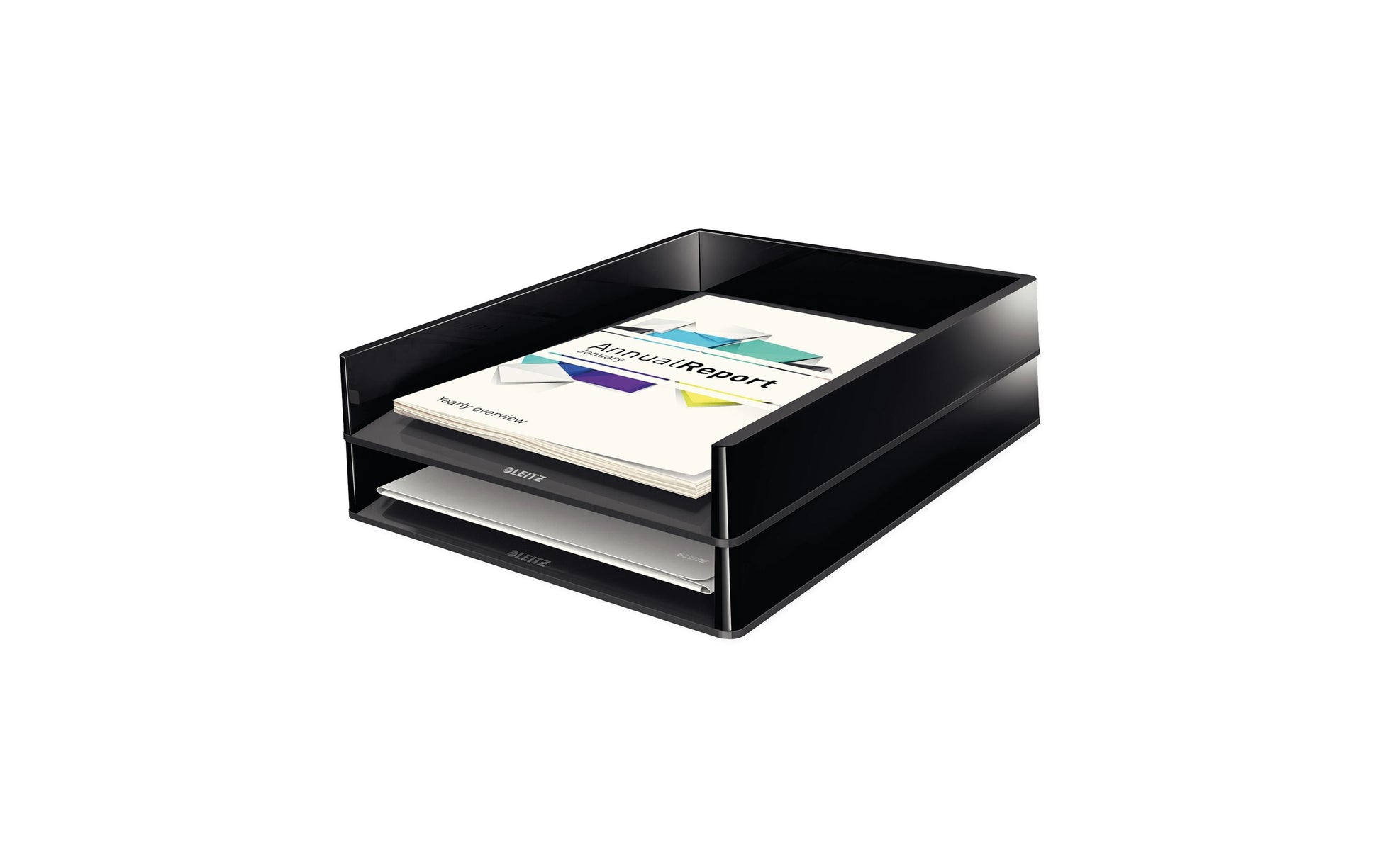 Leitz Briefkorb – mit Griffausschnitt, mit Beschriftungsfeld, glänzend, schwarz, B 267 × H 49 × T 336 mm
