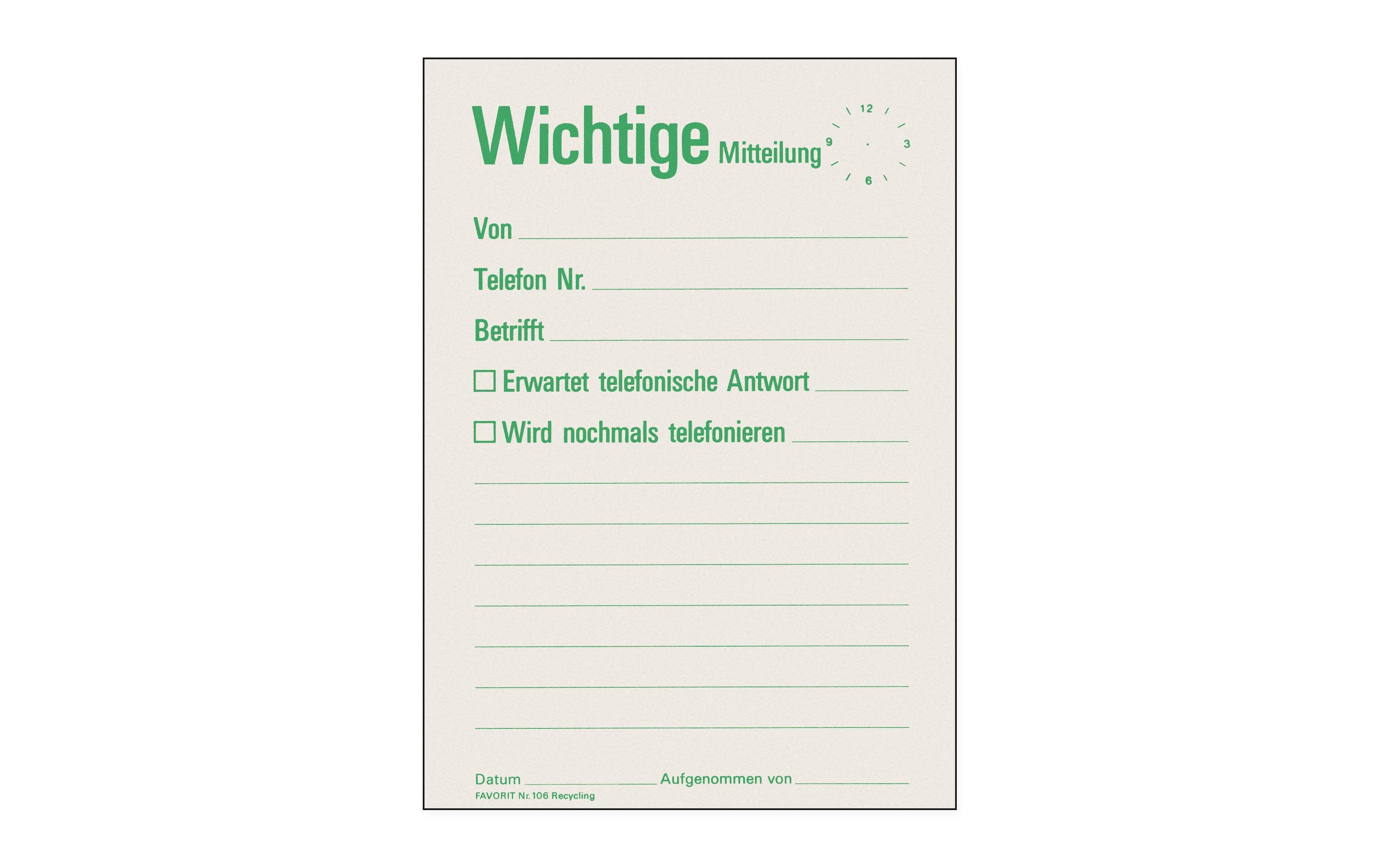Favorit Notizblock – A6 – 60 Blatt – geleimt, Recyclingpapier, grün