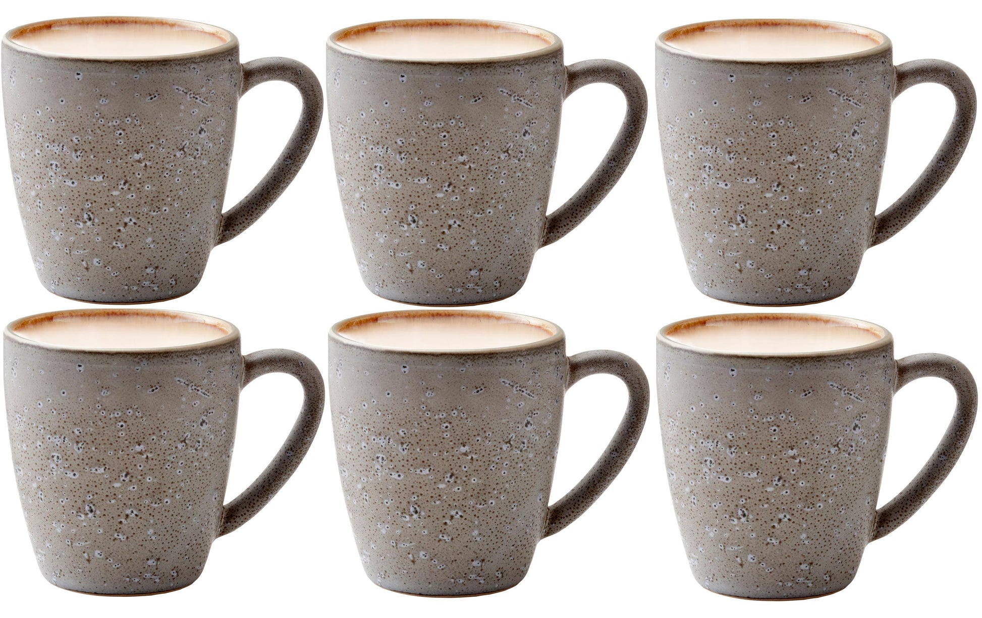 BITZ Kaffeetasse – 6er Set, 190 ml, Ø 6,8 cm, Steinzeug, Grau/Creme, spülmaschinenfest, mikrowellengeeignet