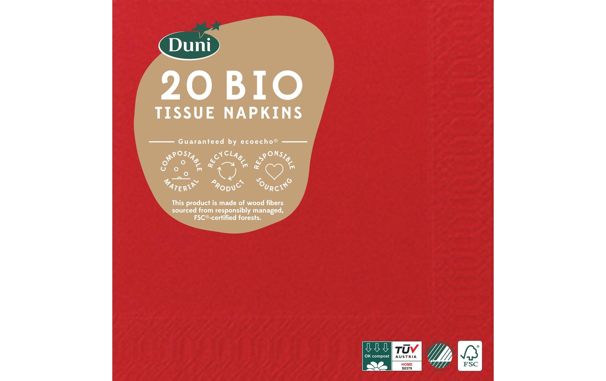 Duni Serviette 3-lagig – Rot, 240 × 240 mm