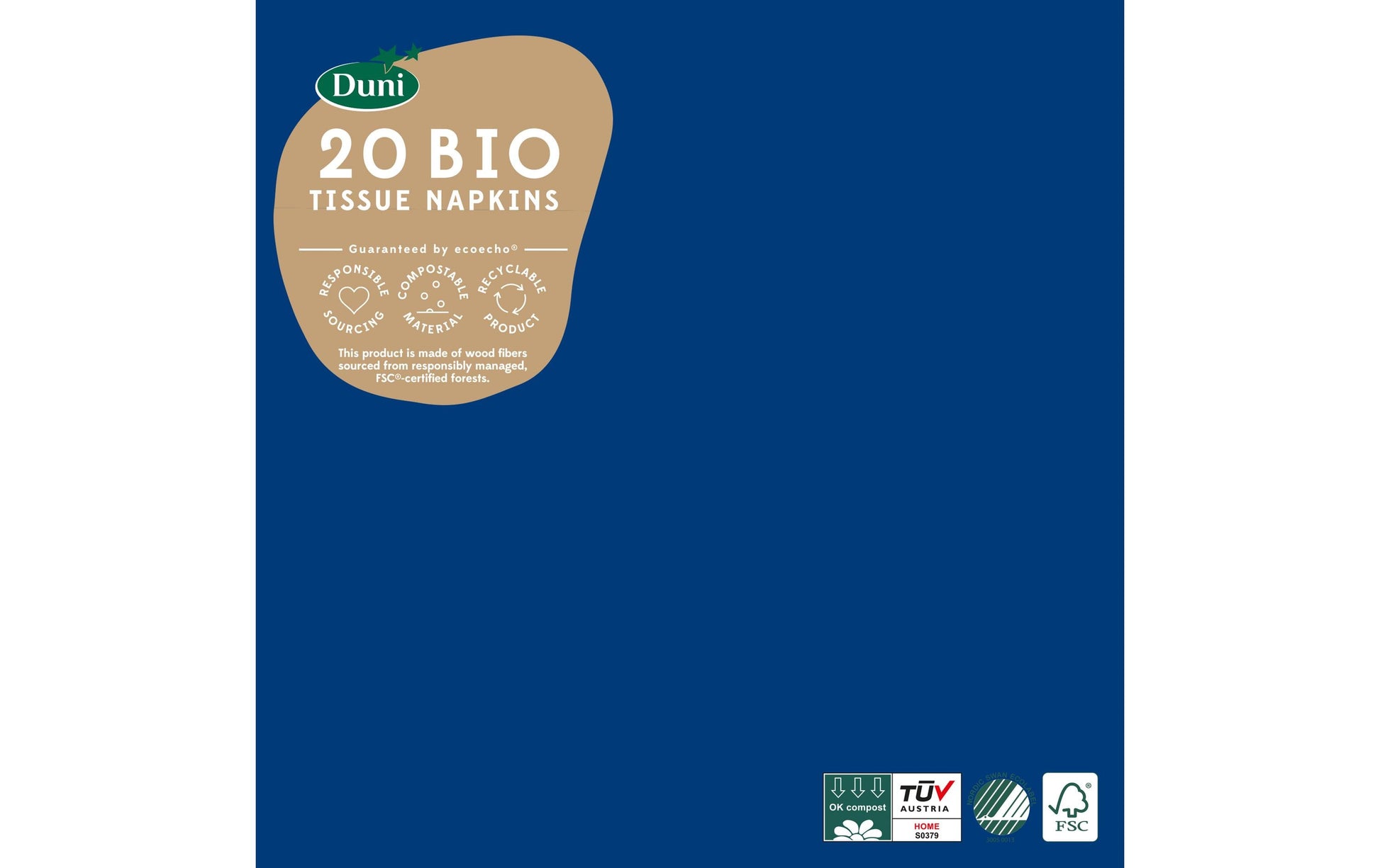 Duni Servietten – 40 × 40 cm – 3-lagig, Tissue, dunkelblau – 20 Stk., FSC