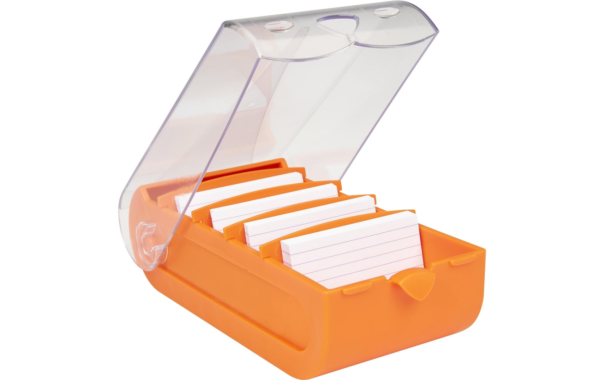 Biella Karteikasten – für A7 quer – mit Deckel, Polypropylen (PP), orange, inkl. 100 Karten