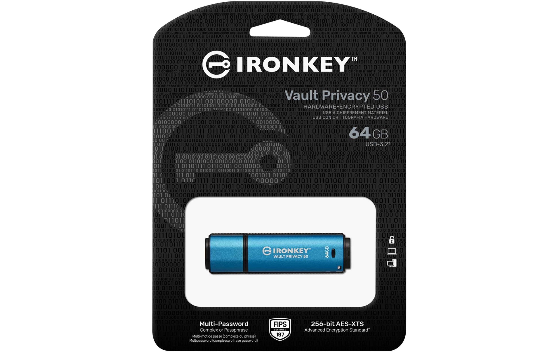Kingston Technology Kingston IronKey Vault Privacy 50 USB-Stick – 64 GB, AES-256 Verschlüsselung, FIPS 197
