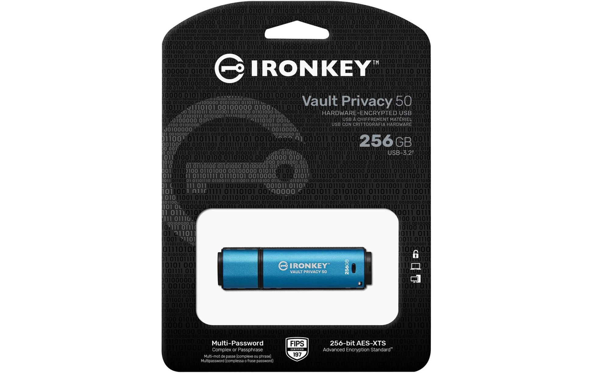 Kingston Technology Kingston IronKey Vault Privacy 50 USB-Stick – 256 GB, AES-256, FIPS 197