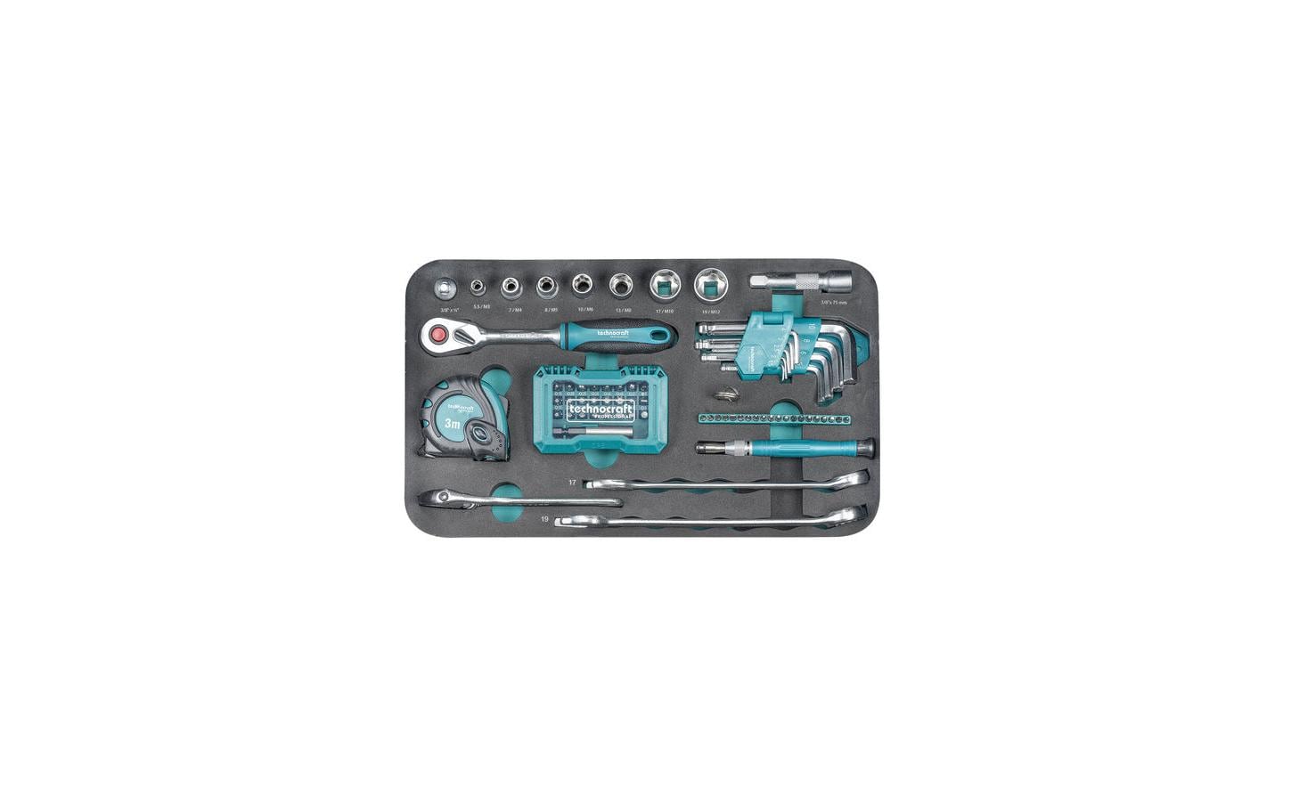 Technocraft Werkzeugkoffer – bestückt, 109-teilig, schwarz, B 230 × H 123 × T 372 mm
