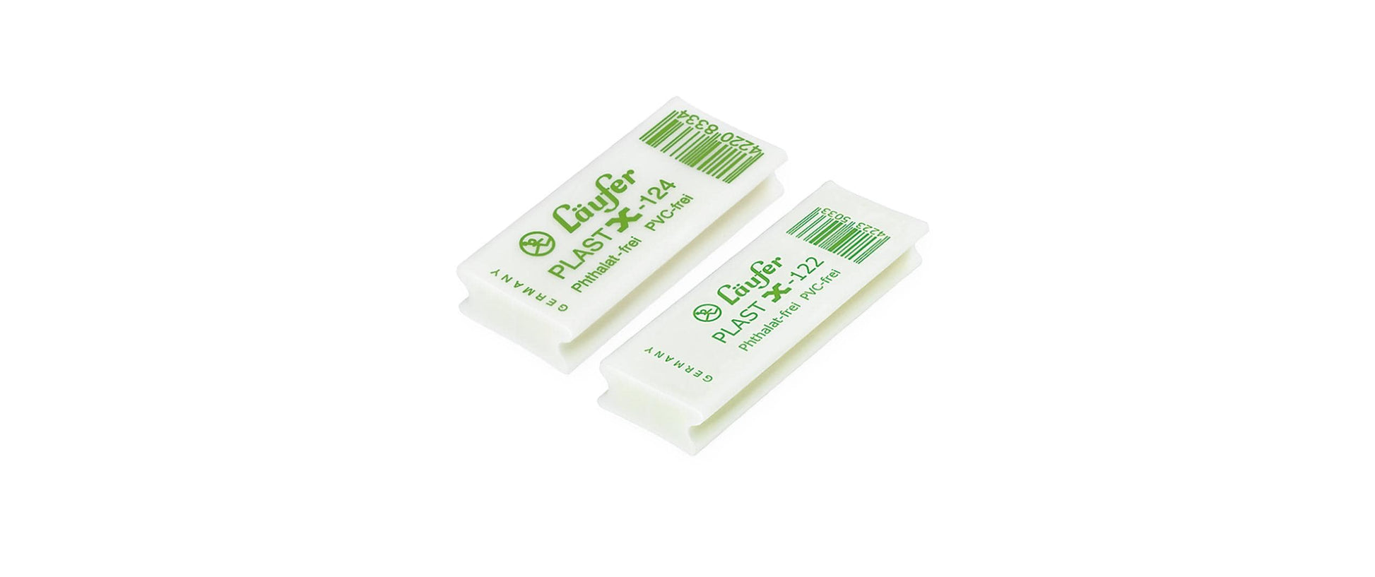 Laufer Radierer – für Bleistifte und Farbstifte – 46 × 9 × 20 mm – Kautschuk – weiss
