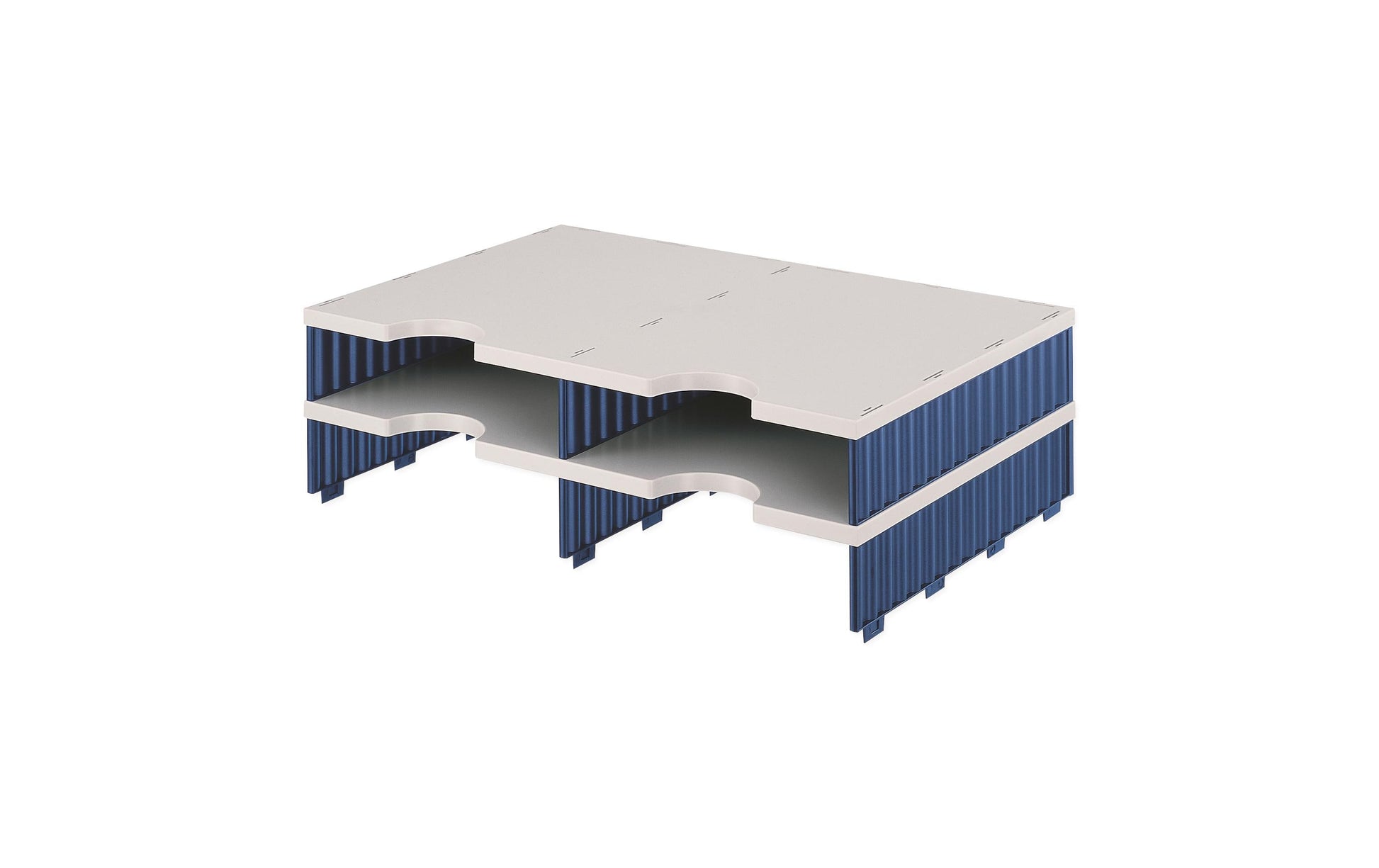 Styro Stapelbarer Briefkorb mit Griffausschnitt und Beschriftungsfeld, Blau/Grau, B 485 × H 153 × T 331 mm