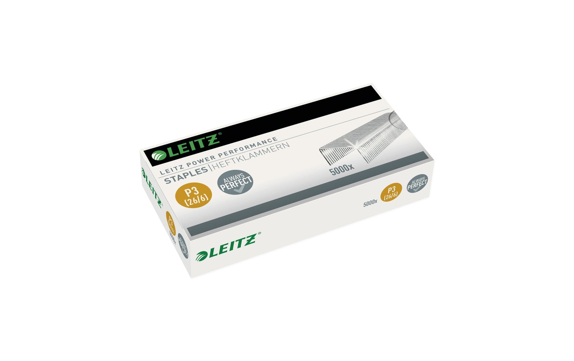 Leitz Heftklammern 26/6 – 30 Blatt – verzinkt, Stahl, Silber – 5000 Stk.