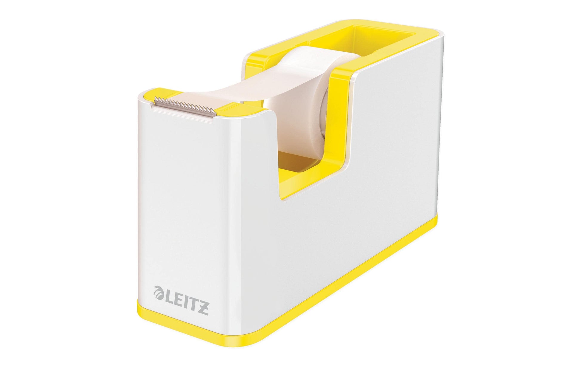 Leitz Tischabroller Duo Colour – für Klebeband bis 19 mm × 33 m, Kunststoff (PS), weiss/gelb