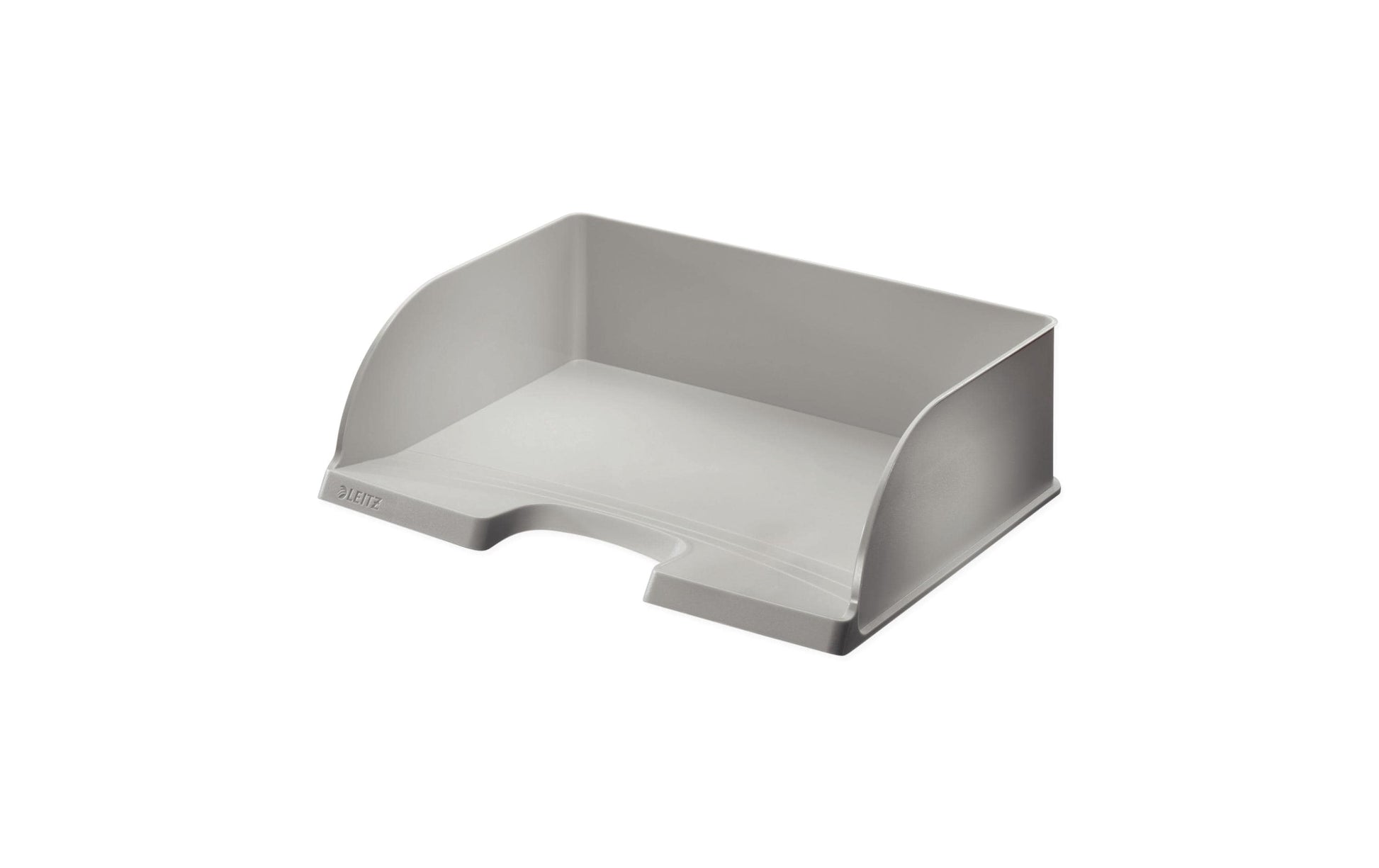 Leitz Stapelbarer Briefkorb mit Griffausschnitt, Beschriftungsfeld, matt, grau, B 363 × H 103 × T 273 mm