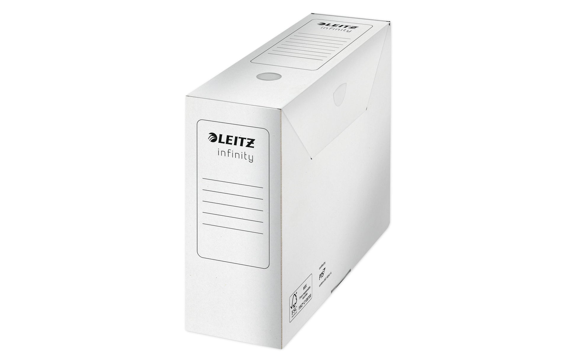 Leitz Archivschachtel – für A4, B 100 × H 255 × T 330 mm, mit Verschlusslasche, säurefrei, weiss, 10 Stück