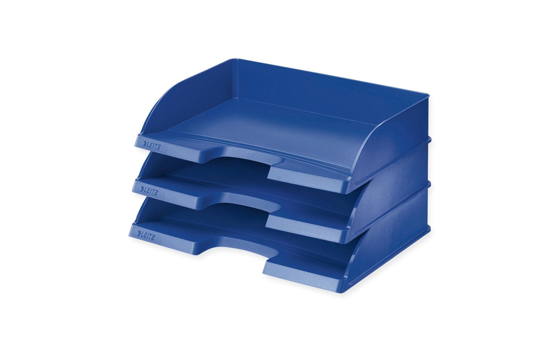 Leitz Stapelbarer Briefkorb mit Griffausschnitt, Beschriftungsfeld, matt, blau, B 363 × H 70 × T 273 mm