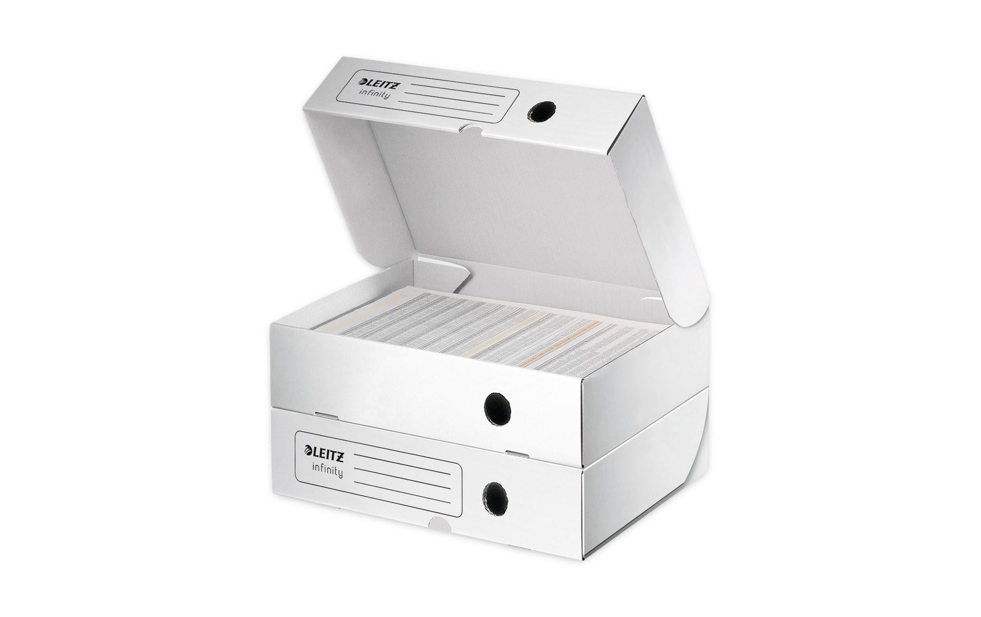 Leitz Infinity Archivschachtel – für A4, B 255 × H 80 × T 330 mm, weiss, Karton