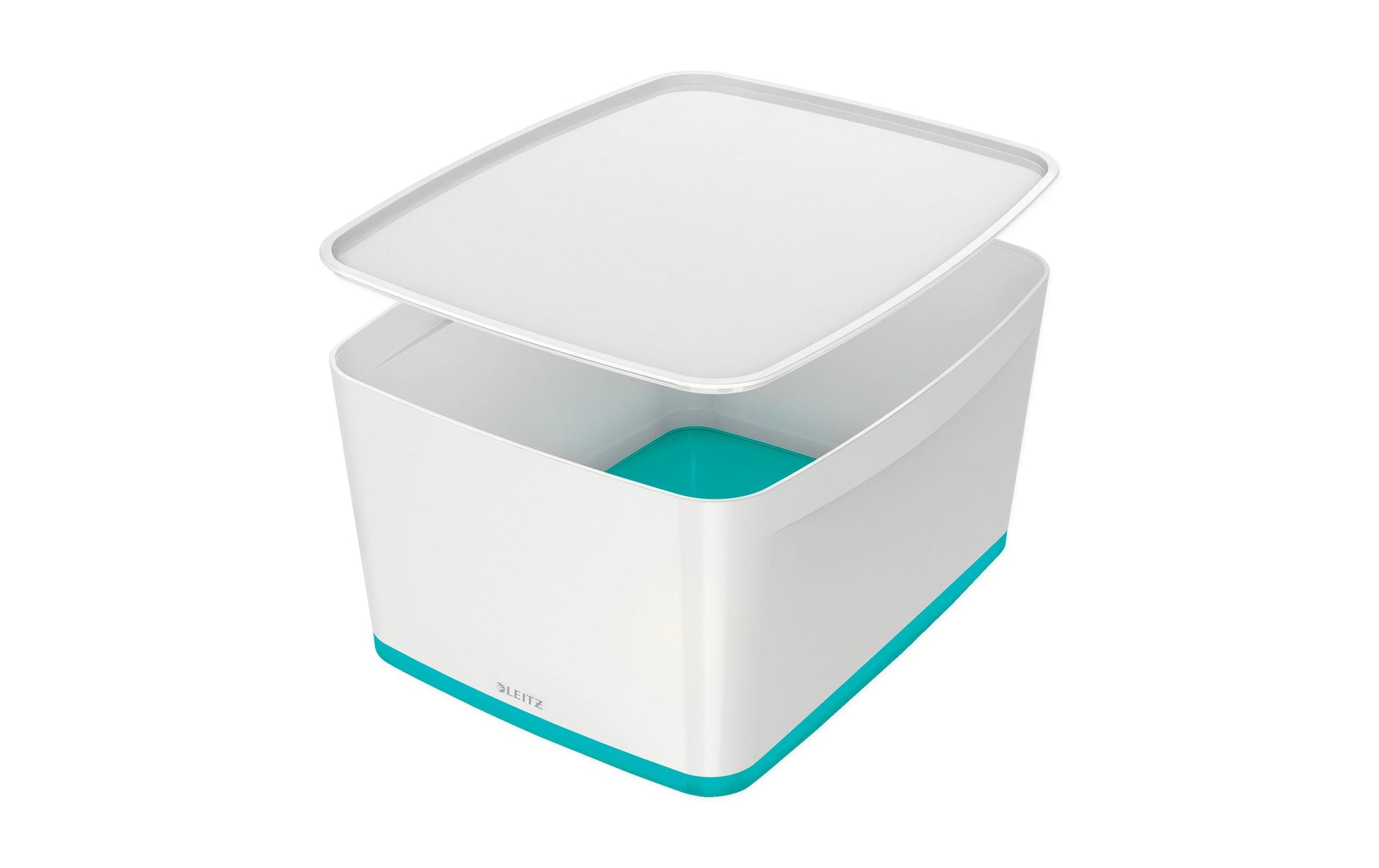 Leitz Aufbewahrungsbox MyBox – Kunststoff, weiss/eisblau, 31,8 × 19,8 × 38,5 cm – 1er-Pack