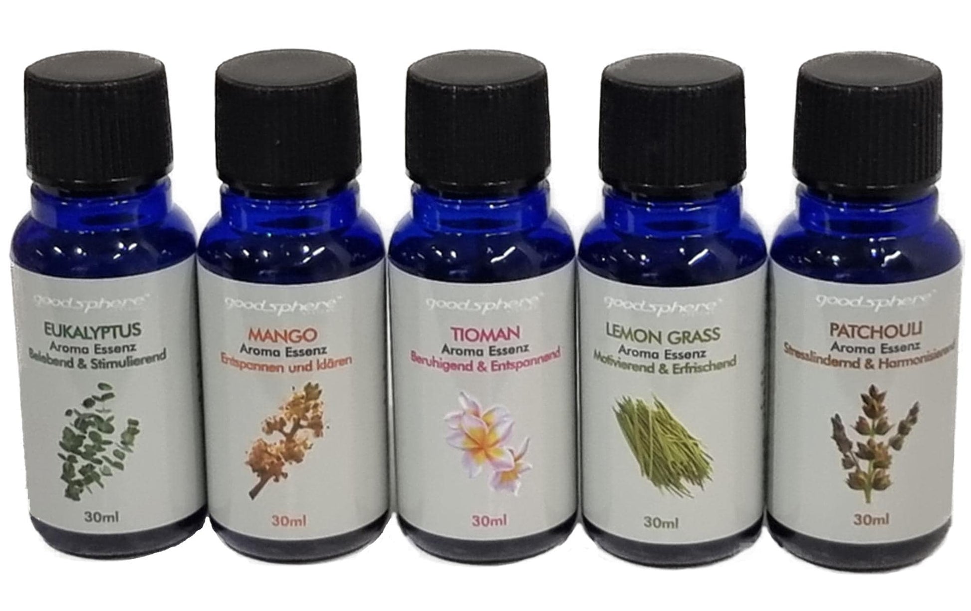 Goodsphere Beginners Harmony – Duftöl-Set, 5 × 30 ml, für Goodsphere Aroma-Diffusor und Revitalizer