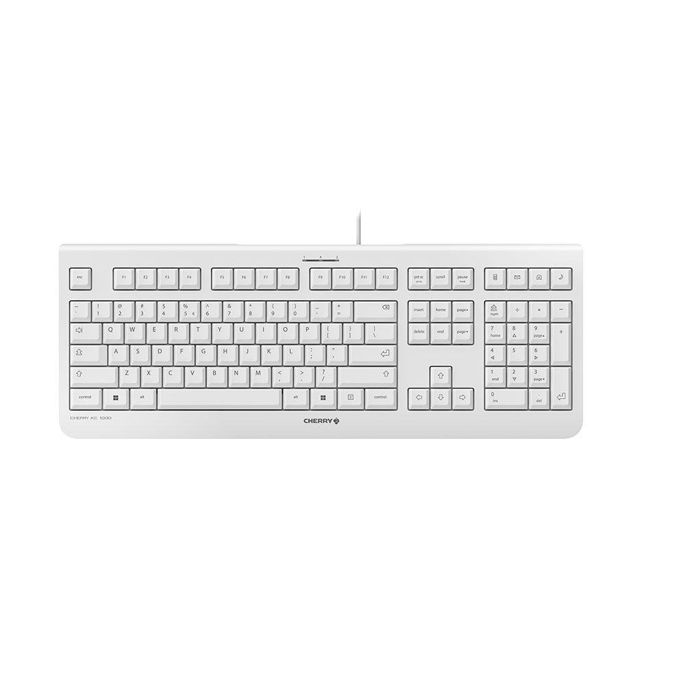 CHERRY KC 1000 – Tastatur, kabelgebunden (USB), US-Layout (EN), Fullsize (mit Ziffernblock), Grau