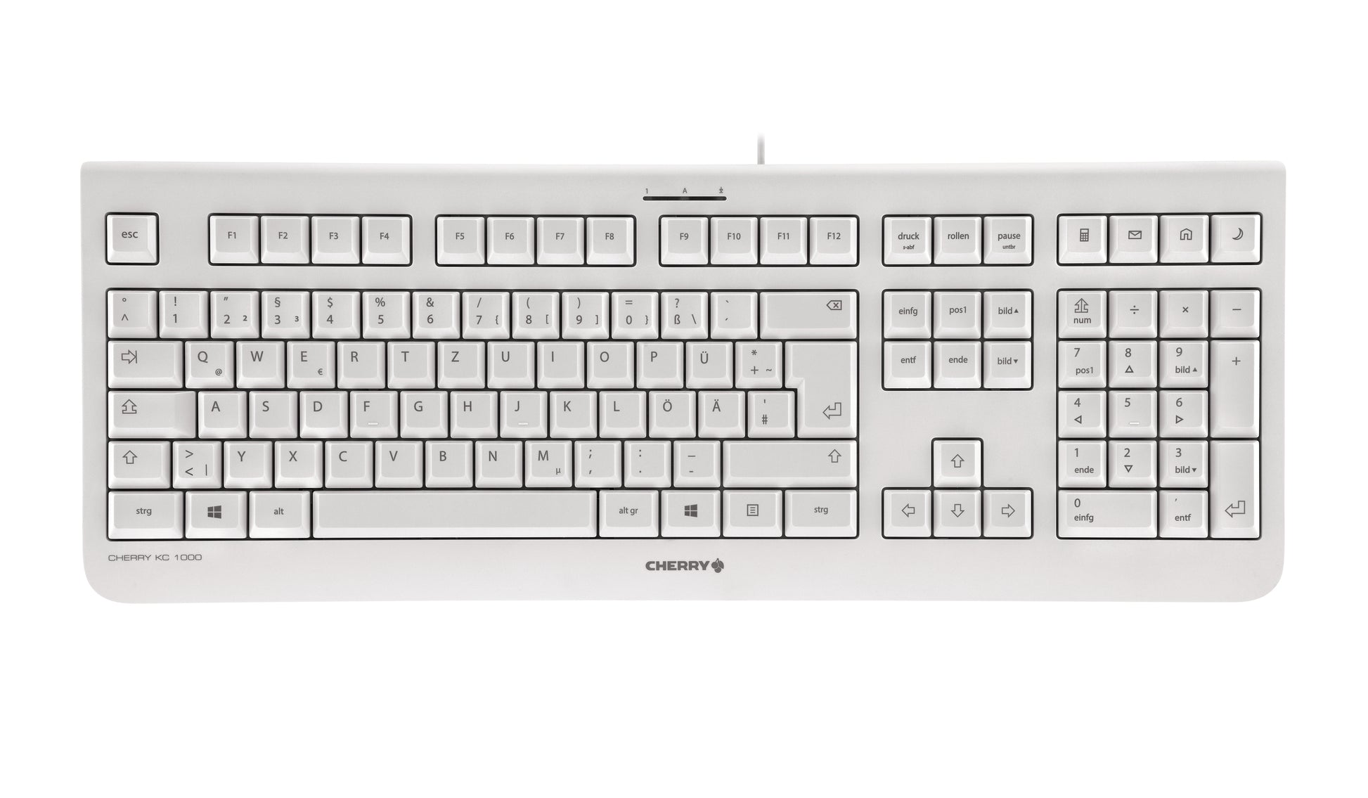 CHERRY KC 1000 – Tastatur, kabelgebunden (USB), Nordisch, Fullsize (mit Ziffernblock), Grau