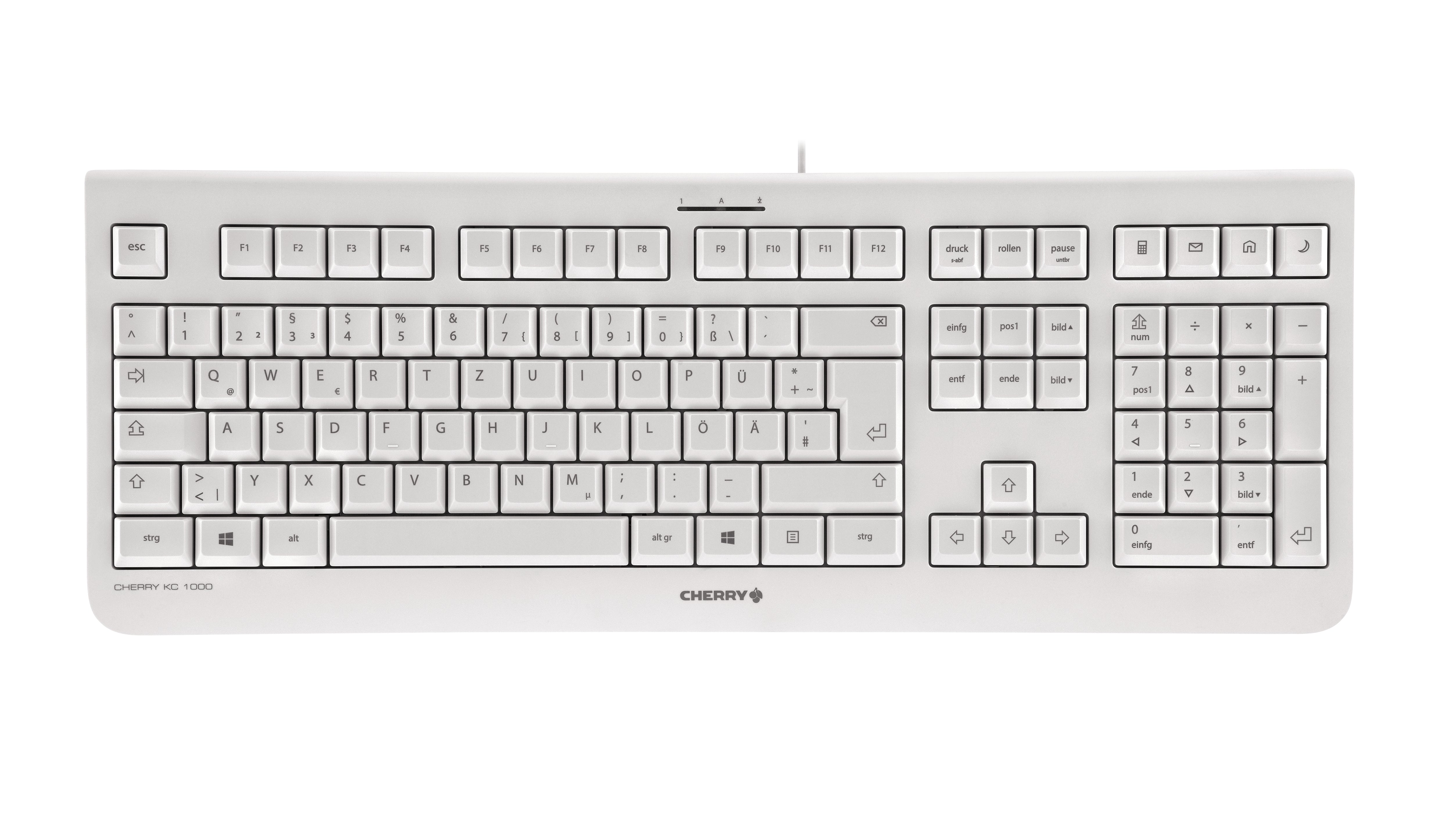 CHERRY KC 1000 – Tastatur, kabelgebunden (USB), Nordisch, Fullsize (mit Ziffernblock), Grau