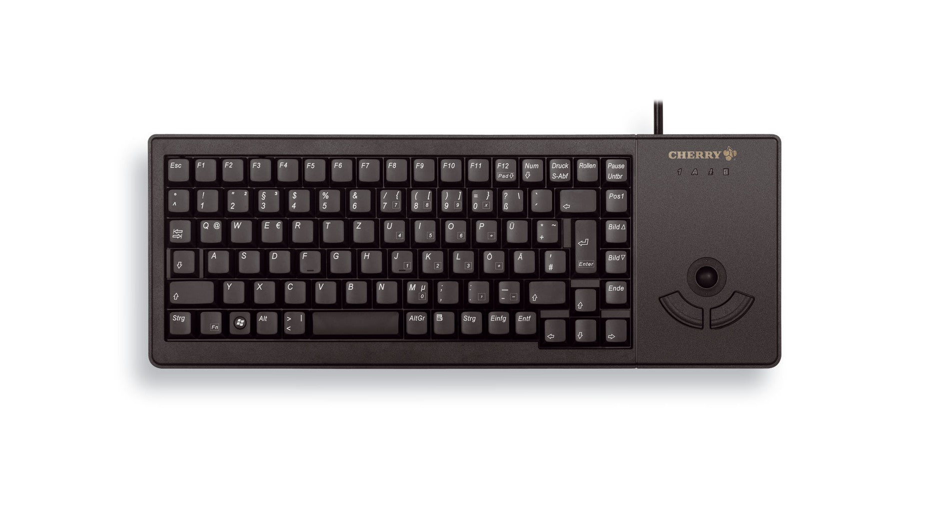 CHERRY G84-5400 – Tastatur, kabelgebunden (USB), UK-Layout (EN), mit Trackball, schwarz – für Windows