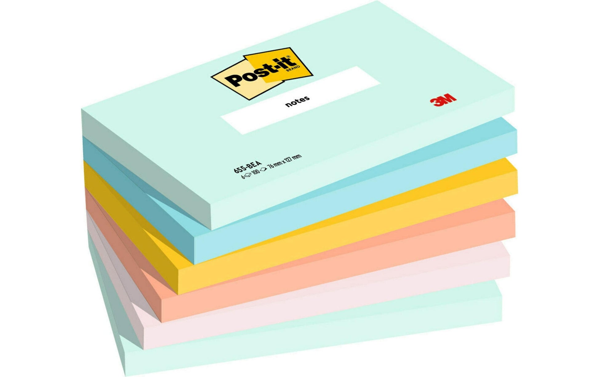Post-it Haftnotizen – 127×76 mm – sortiert, 6×100 Blatt, PEFC