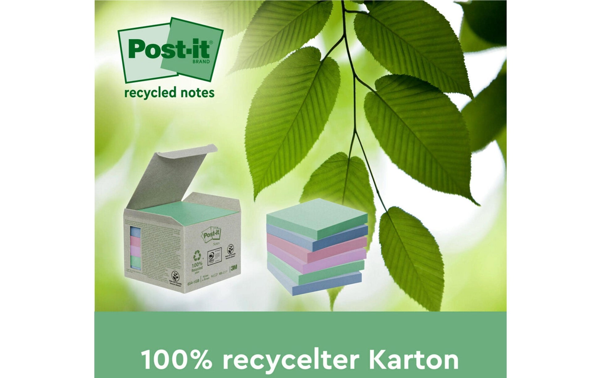 Post-it Haftnotizen – 51×38 mm – sortiert, 6×100 Blatt, PEFC