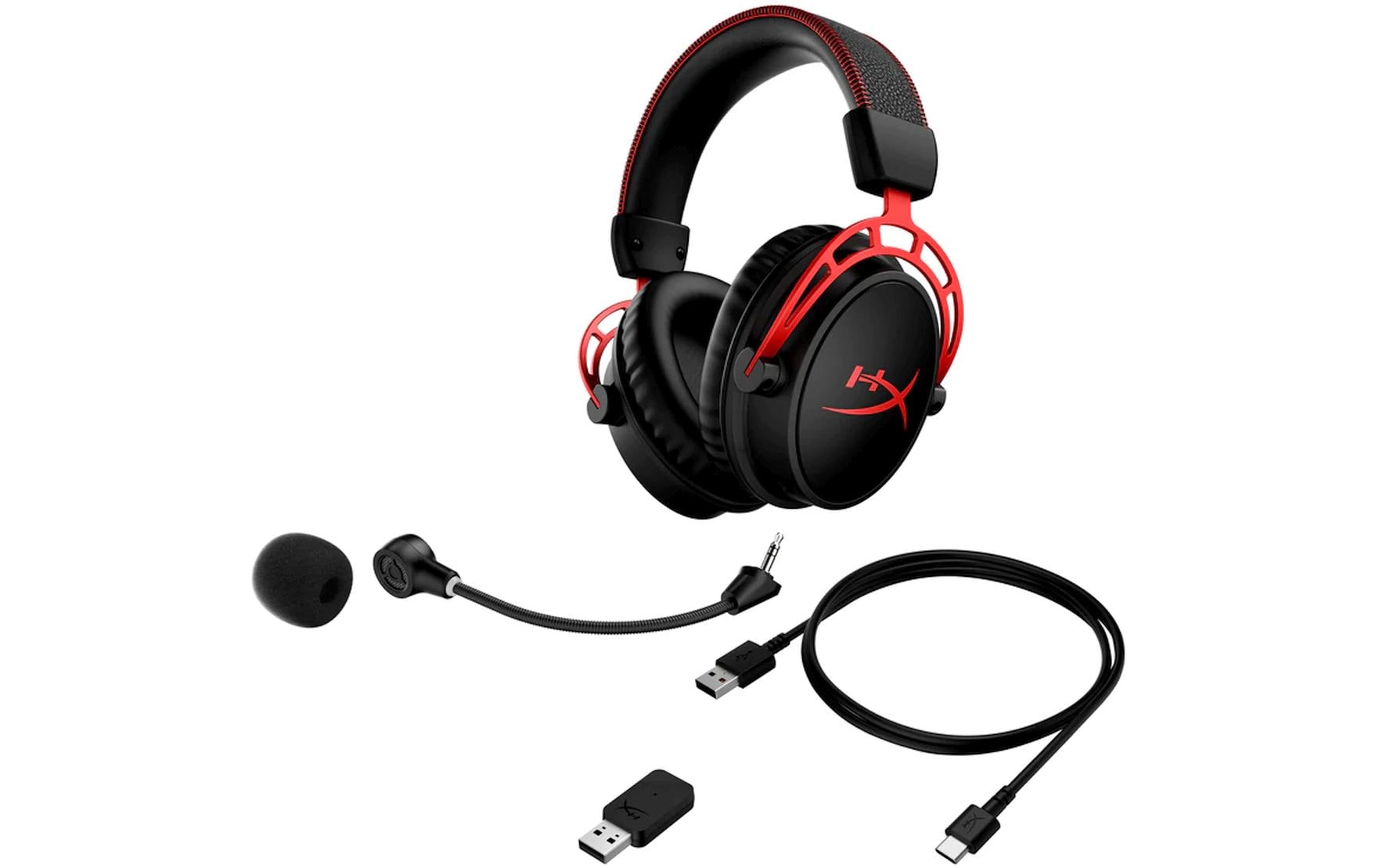 HyperX Cloud Alpha – Over-Ear Gaming-Headset – Kabellos, USB-A, Surround-Sound – Schwarz/Rot – bis 300 h