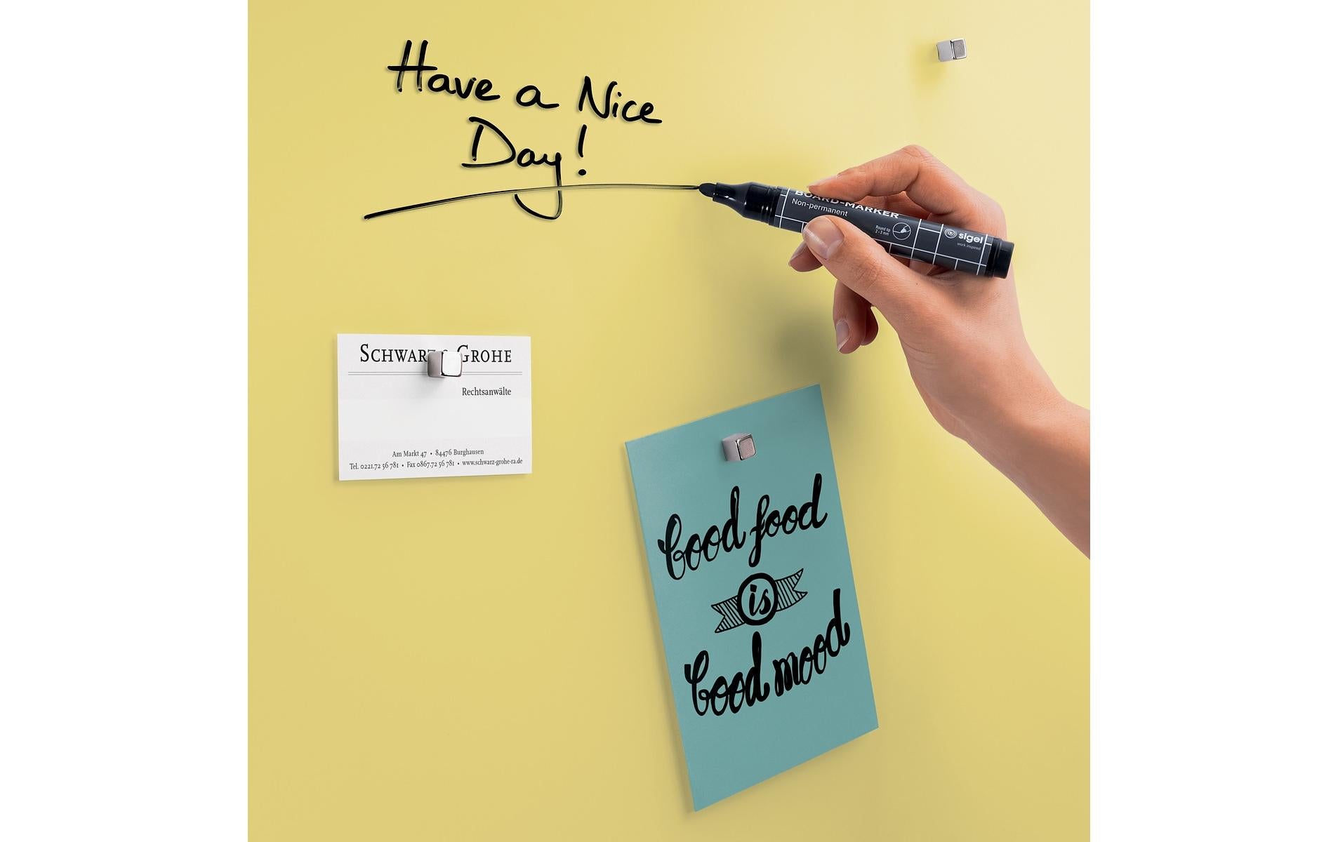 Sigel Whiteboard – 60 × 40 cm, Glas, magnetisch, Wandmontage, inkl. Magnete, Montagesatz