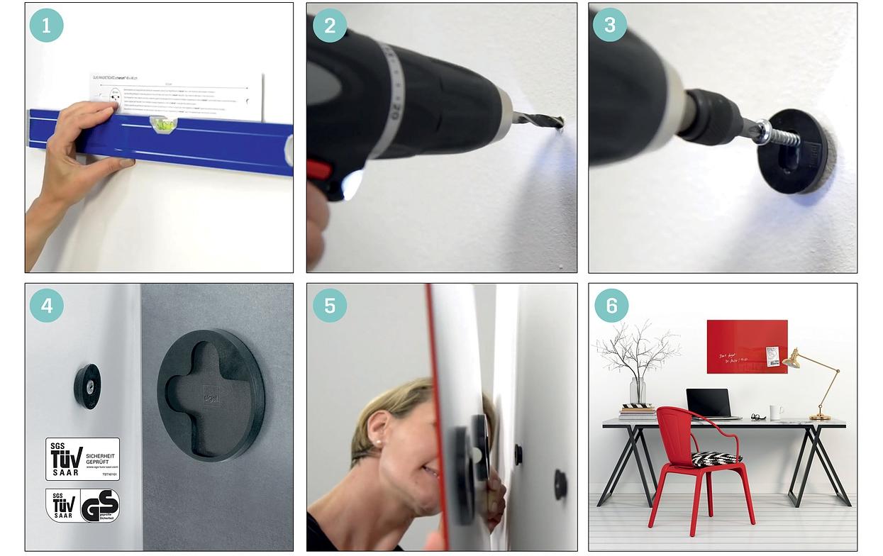 Sigel Whiteboard – 60 × 40 cm, Glas (matt), magnetisch, Wandmontage