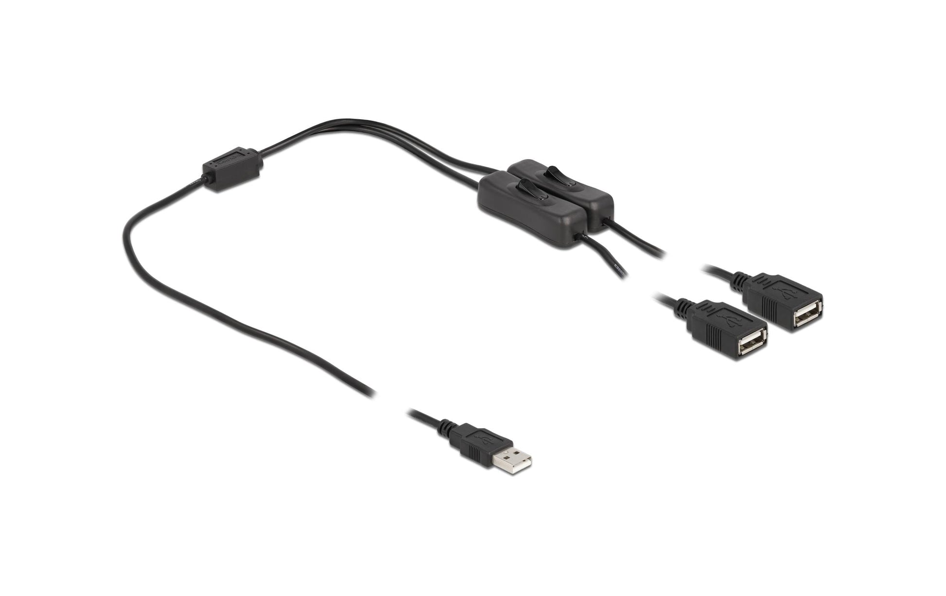 DeLOCK USB-A auf 2× USB-A Kabel – USB 2.0 (480 Mbit/s) – 1 m – Mit Schalter – Schwarz