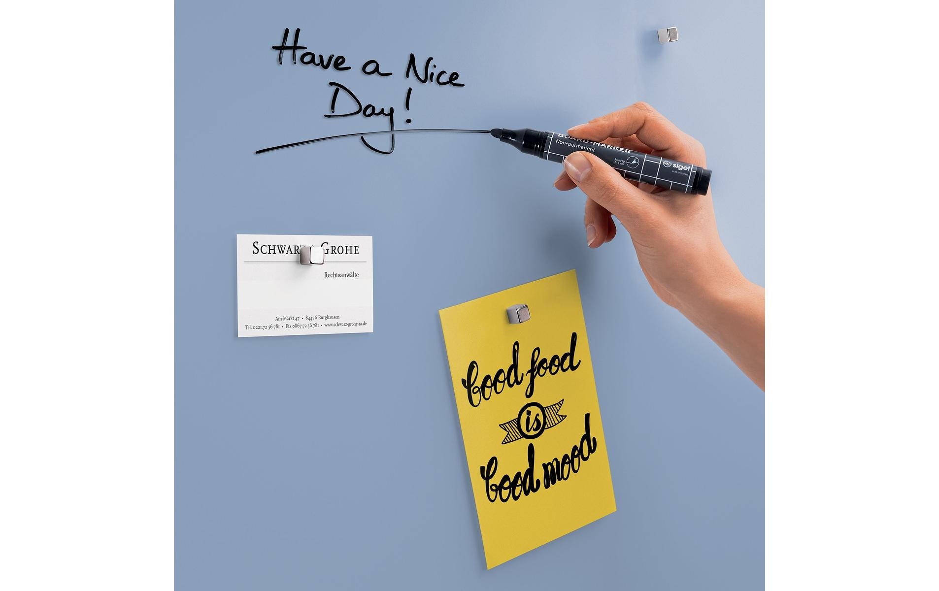 Sigel Whiteboard – 60 × 40 cm, Glas, magnetisch, Wandmontage, inkl. Montagesatz, Magnete