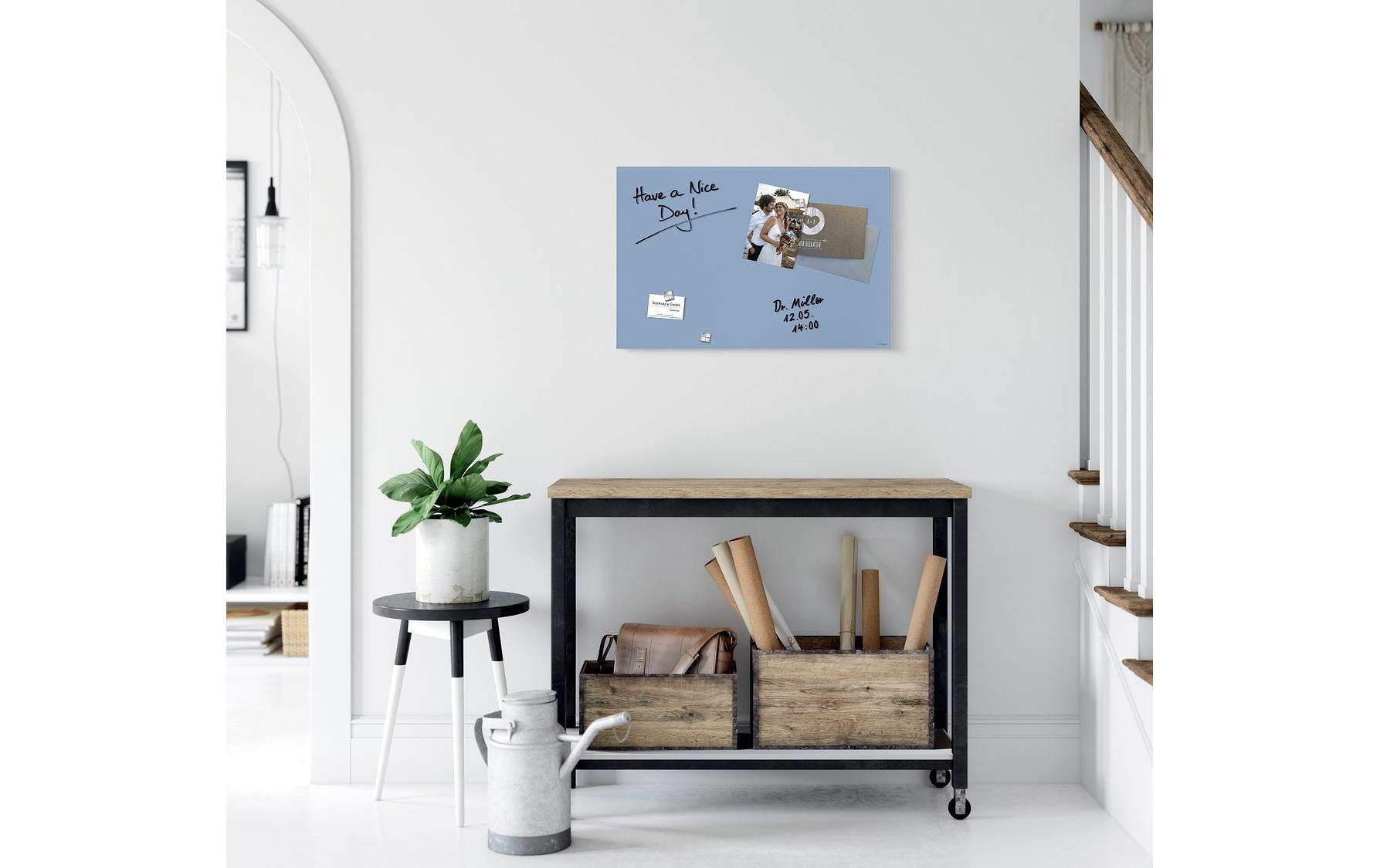 Sigel Whiteboard – 60 × 40 cm, Glas, magnetisch, Wandmontage, inkl. Montagesatz, Magnete
