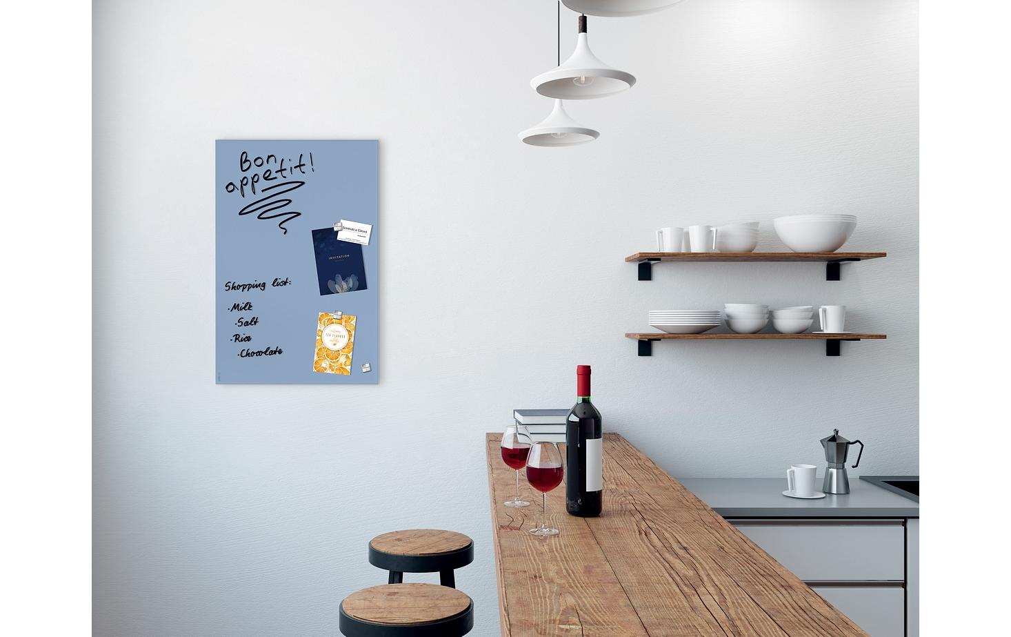 Sigel Whiteboard – 60 × 40 cm, Glas, magnetisch, Wandmontage, inkl. Montagesatz, Magnete