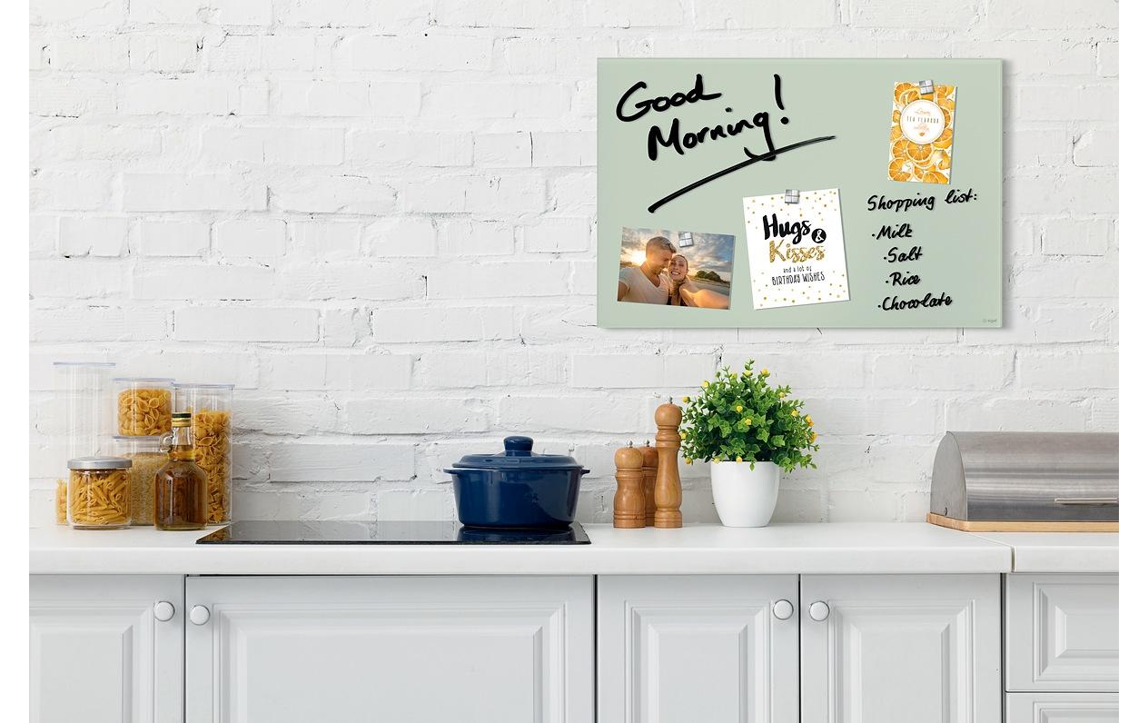 Sigel Whiteboard – 60 × 40 cm, Glas, magnetisch, Wandmontage, inkl. Magnetwürfel, Montagesatz