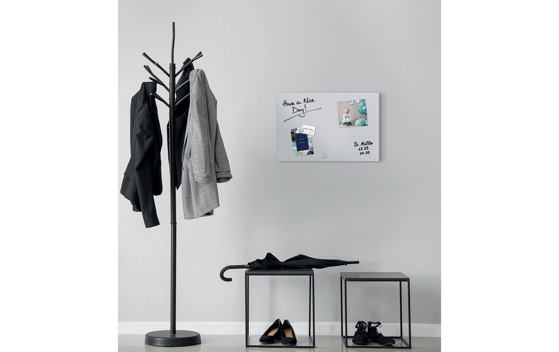 Sigel Whiteboard – 60 × 40 cm, Glas, magnetisch, Wandmontage, inkl. SuperDym-Magnetwürfel, Montagesatz