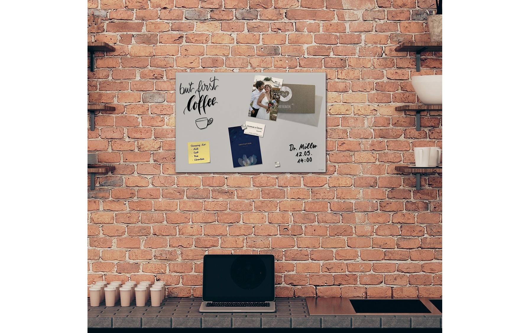 Sigel Whiteboard – 60 × 40 cm, Glas, magnetisch, Wandmontage, inkl. SuperDym-Magnetwürfel, Montagesatz