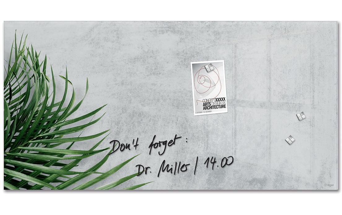 Sigel Whiteboard – 91 × 46 cm, Glas, magnetisch, Wandmontage, inkl. Magnetwürfel, Montagesatz