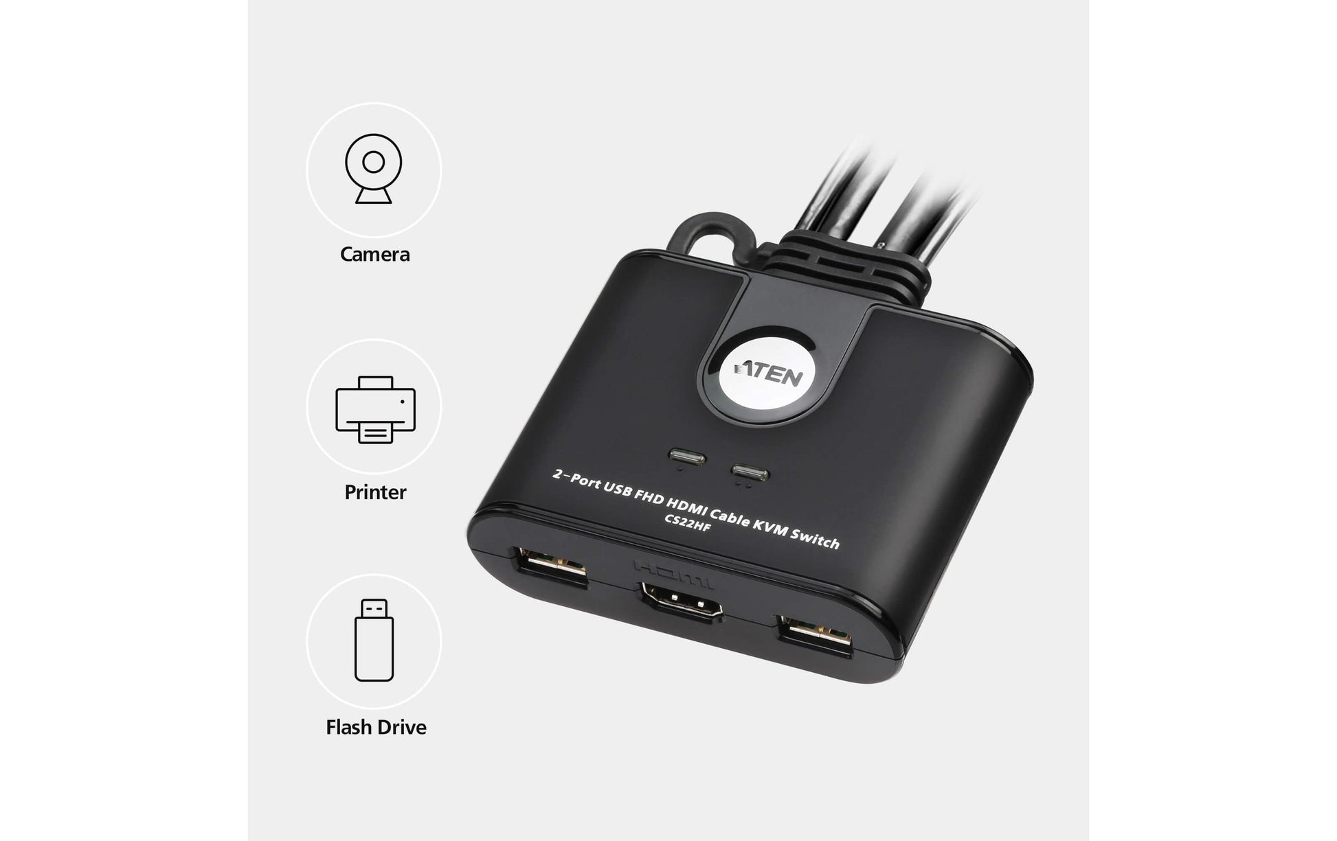 ATEN CS22HF – 2-Port HDMI KVM-Switch – 1920 × 1200/60 Hz