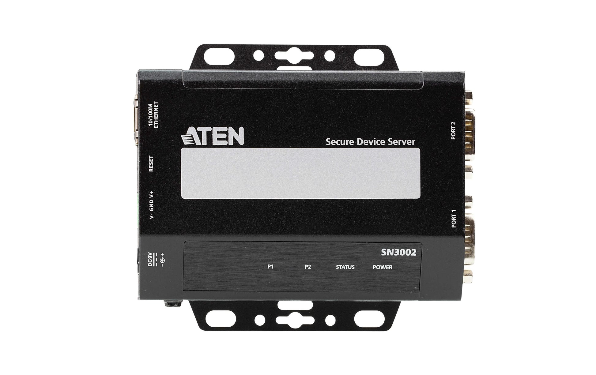 ATEN SN3002 – Ethernet Extender – 2×RS-232, 1×RJ45 10/100 Mbit/s, 9–48 V DC, Metall, Schwarz