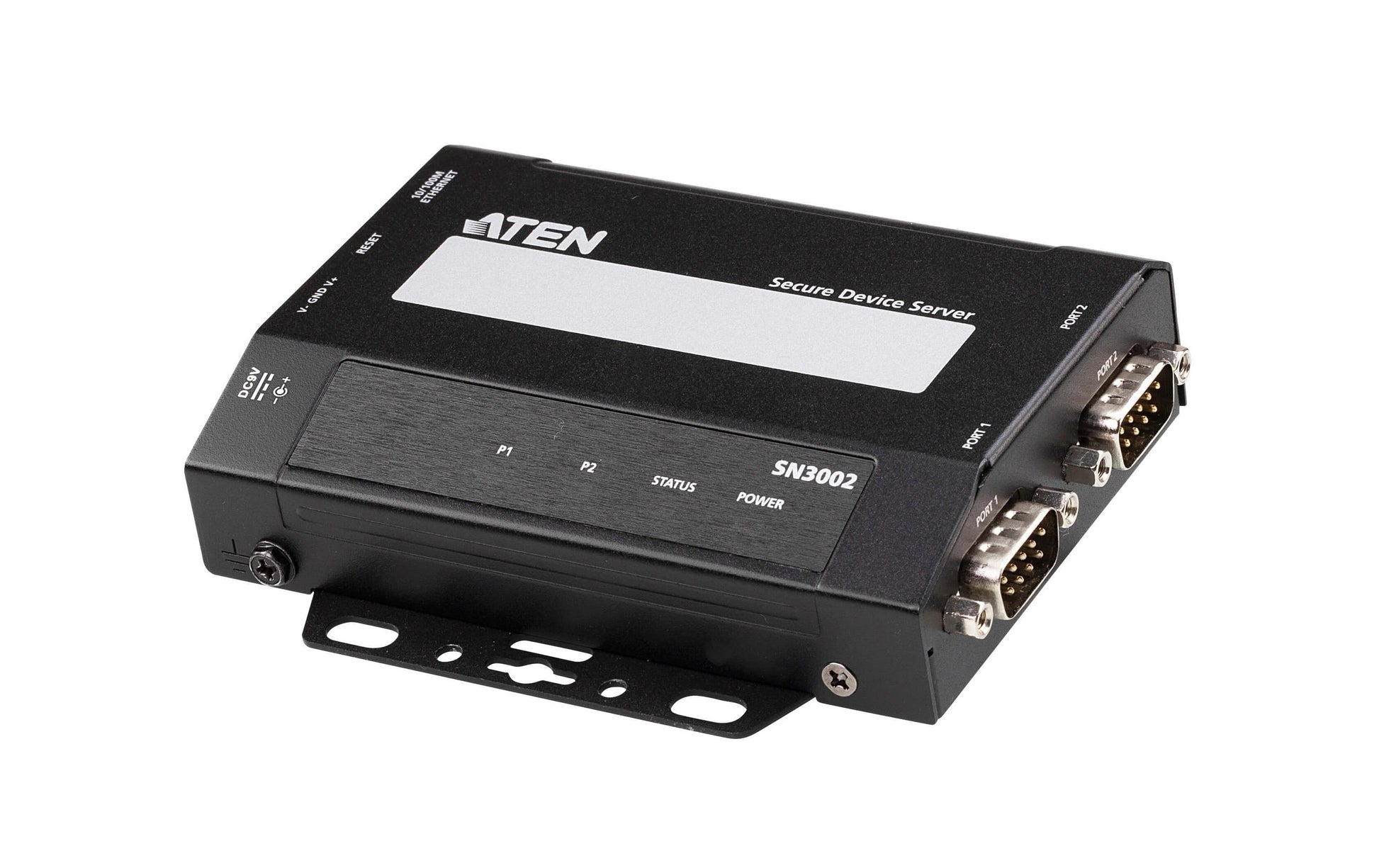 ATEN SN3002 – Ethernet Extender – 2×RS-232, 1×RJ45 10/100 Mbit/s, 9–48 V DC, Metall, Schwarz