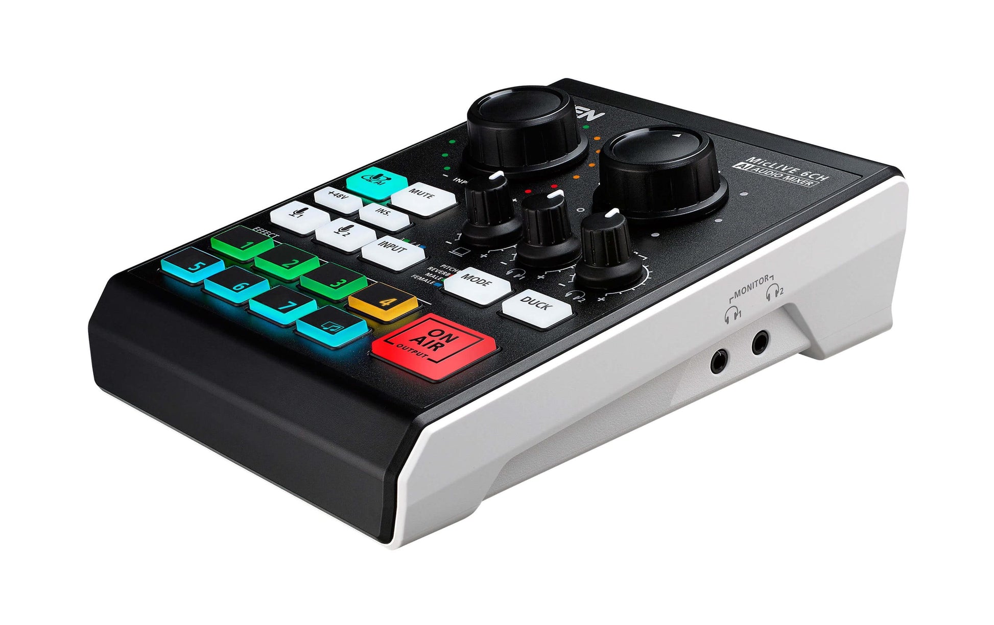 ATEN UC8000 MicLive – 6-Kanal Audio-Mixer, 24 Bit, 96 kHz, USB Typ-C, XLR, 3,5 mm Kopfhörer