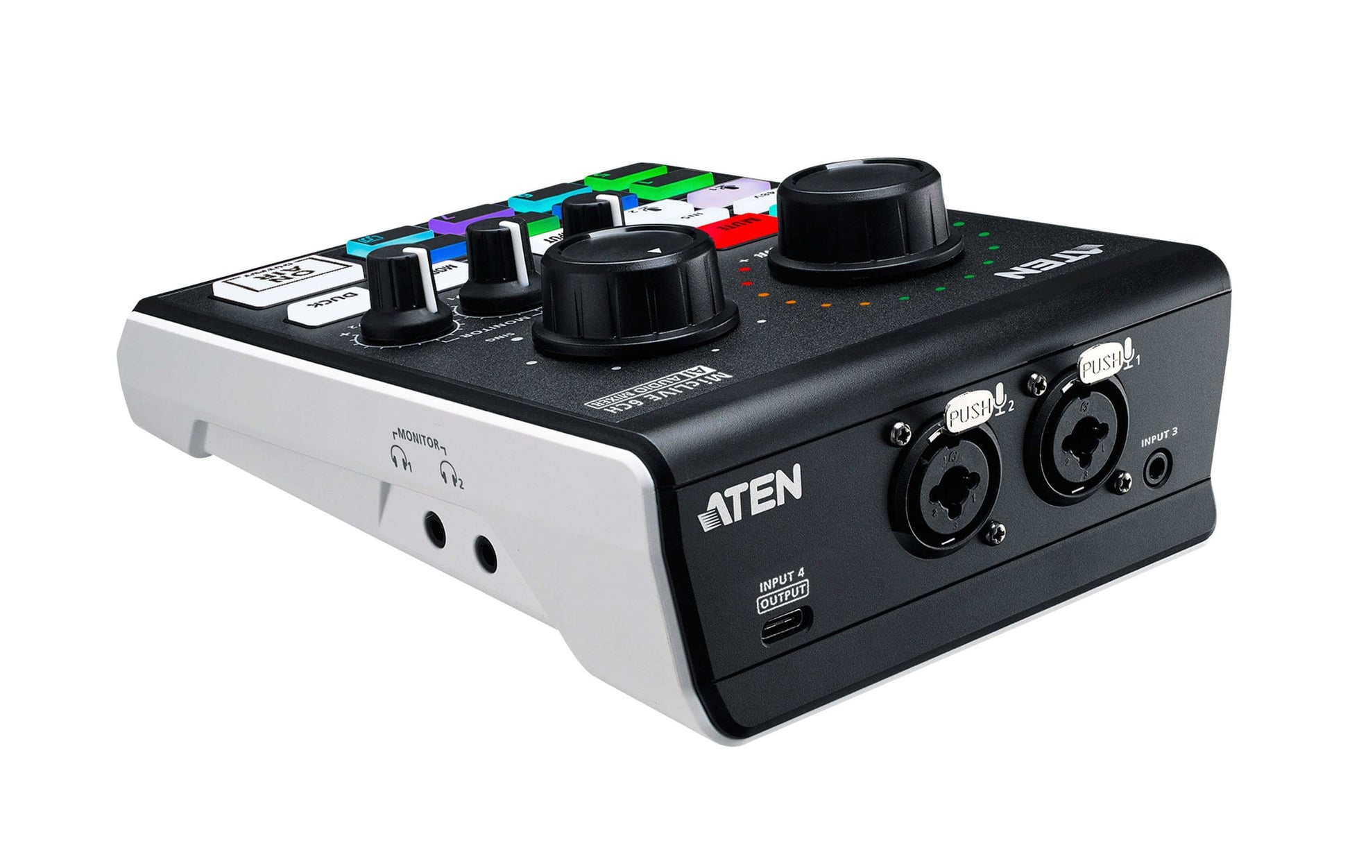 ATEN UC8000 MicLive – 6-Kanal Audio-Mixer, 24 Bit, 96 kHz, USB Typ-C, XLR, 3,5 mm Kopfhörer