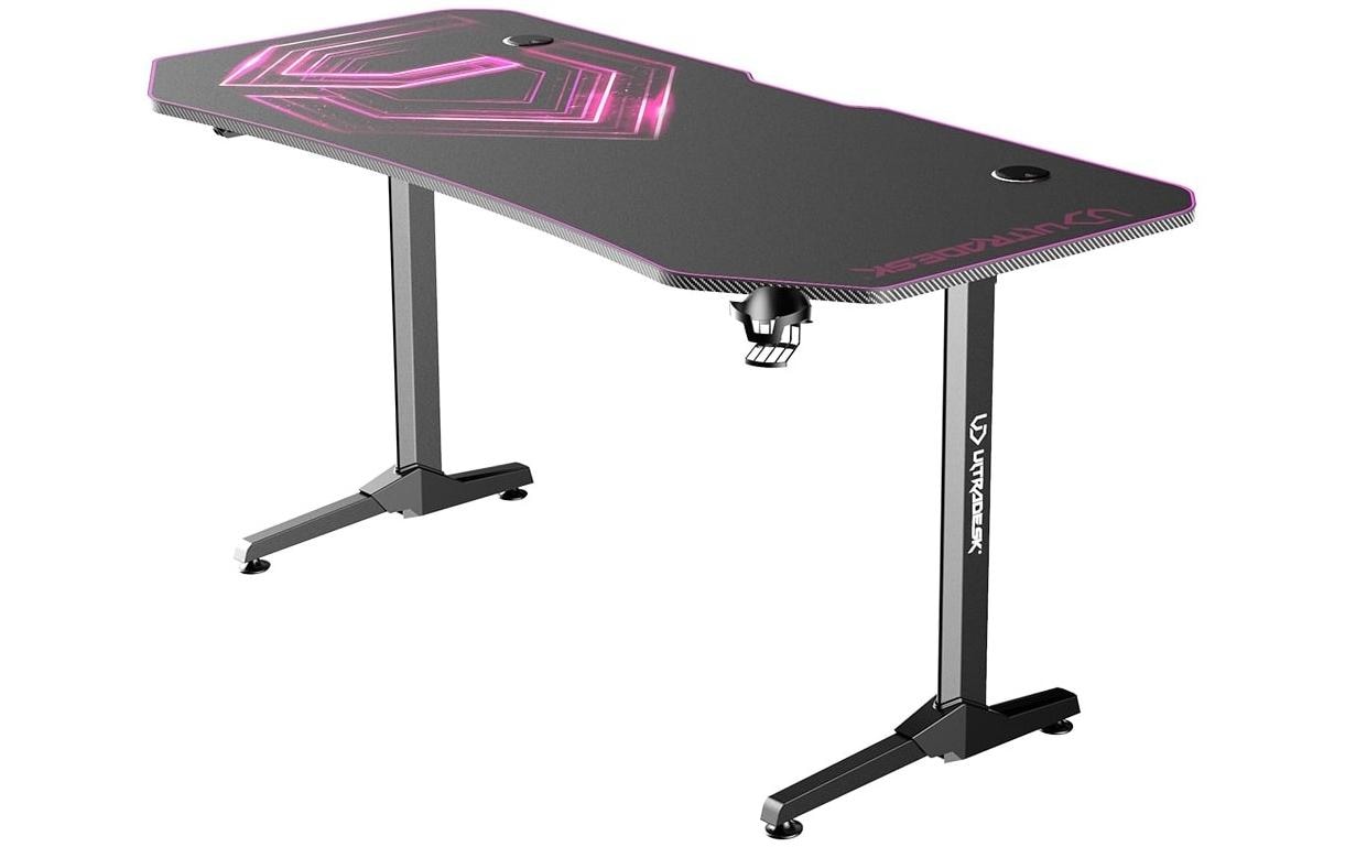 Ultradesk Frag XXL Gaming-Tisch – 165 × 75 cm, pink, Stahl