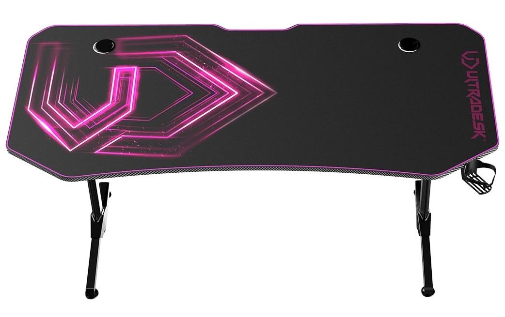 Ultradesk Frag XXL Gaming-Tisch – 165 × 75 cm, pink, Stahl