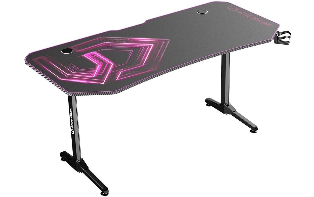 Ultradesk Frag XXL Gaming-Tisch – 165 × 75 cm, pink, Stahl